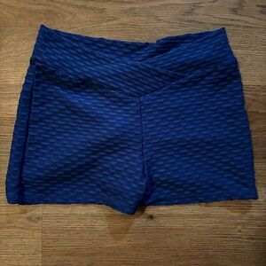 Blue Textured Women's Shorts